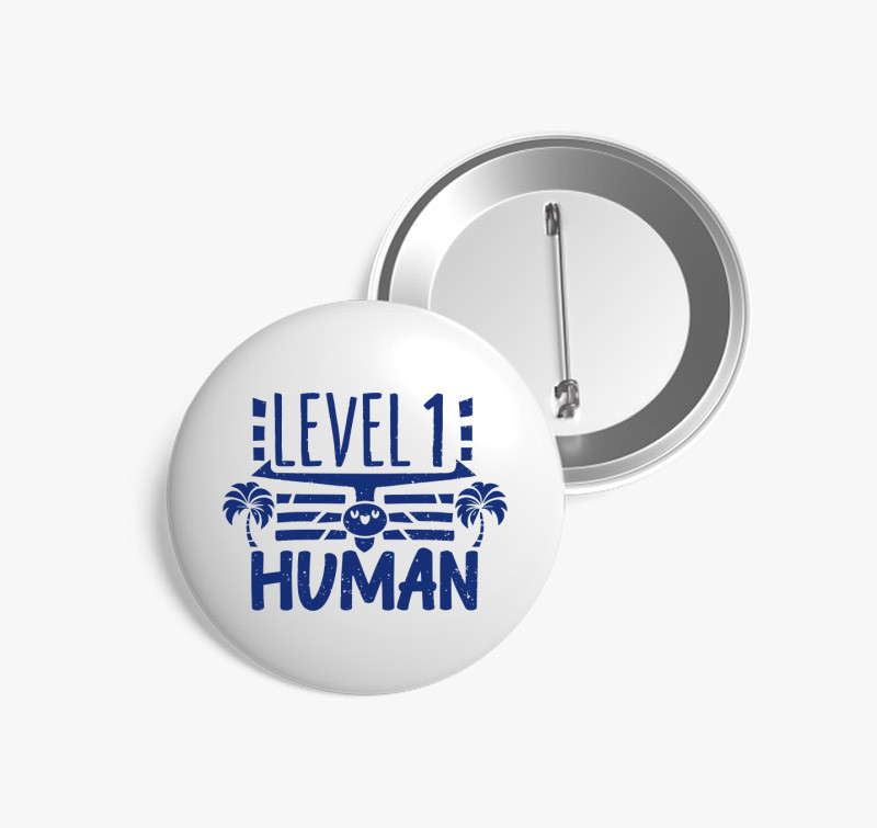 Level 1 Human kék kitűző — Fehér