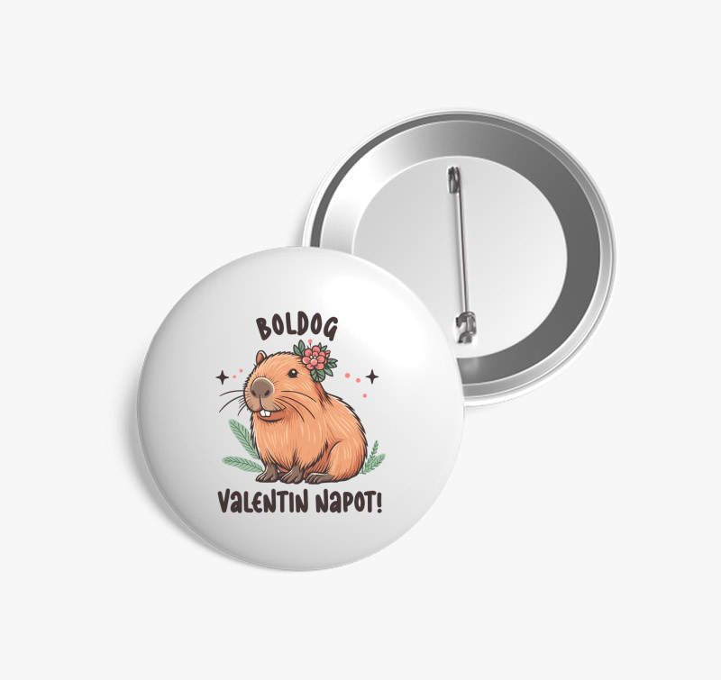 Capybara valentin kitűző — Fehér