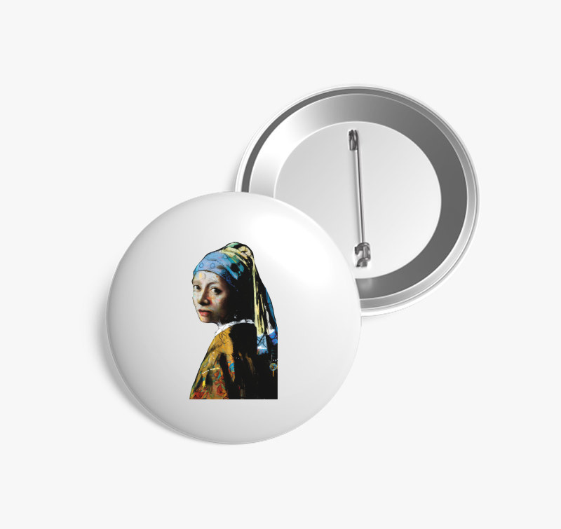 Vermeer graffitis kitűző — Fehér