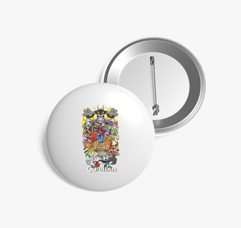 Cuphead karakterek kitűző — Fehér
