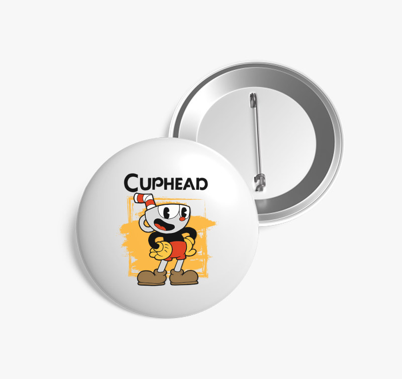 Cuphead kitűző — Fehér
