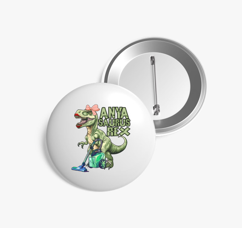 Anya saurus rex kitűző — Fehér