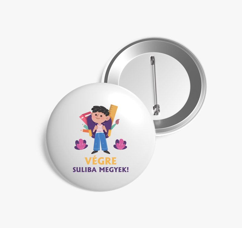 Végre suliba megyek kitűző — Fehér
