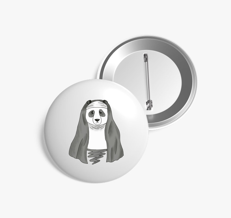 Apáca panda kitűző — Fehér