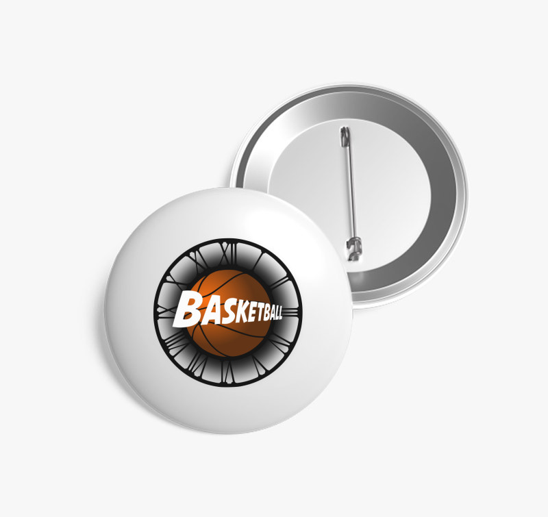 Basketball design kitűző — Fehér