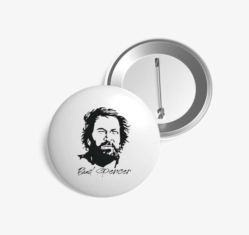 Bud Spencer sziluett kitűző — Fehér
