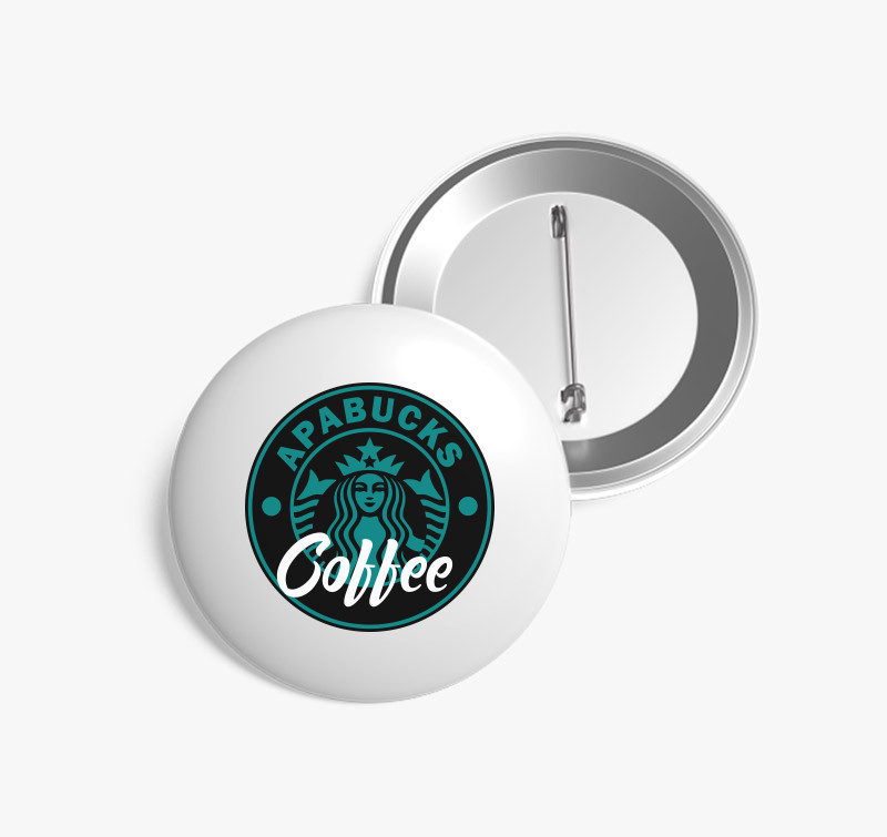 Apa Bucks coffee kitűző — Fehér