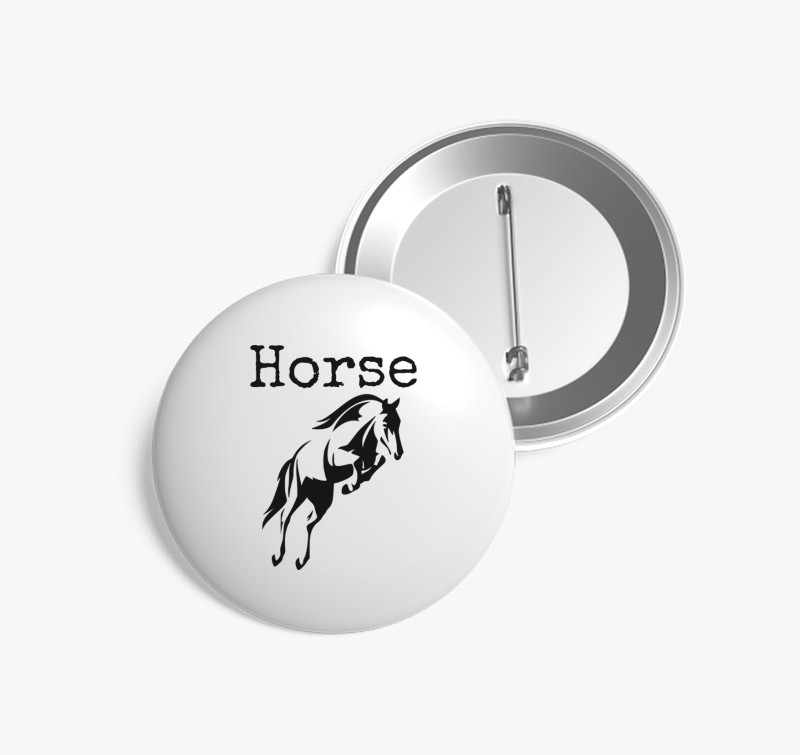 Horse feliratos 2 kitűző — Fehér