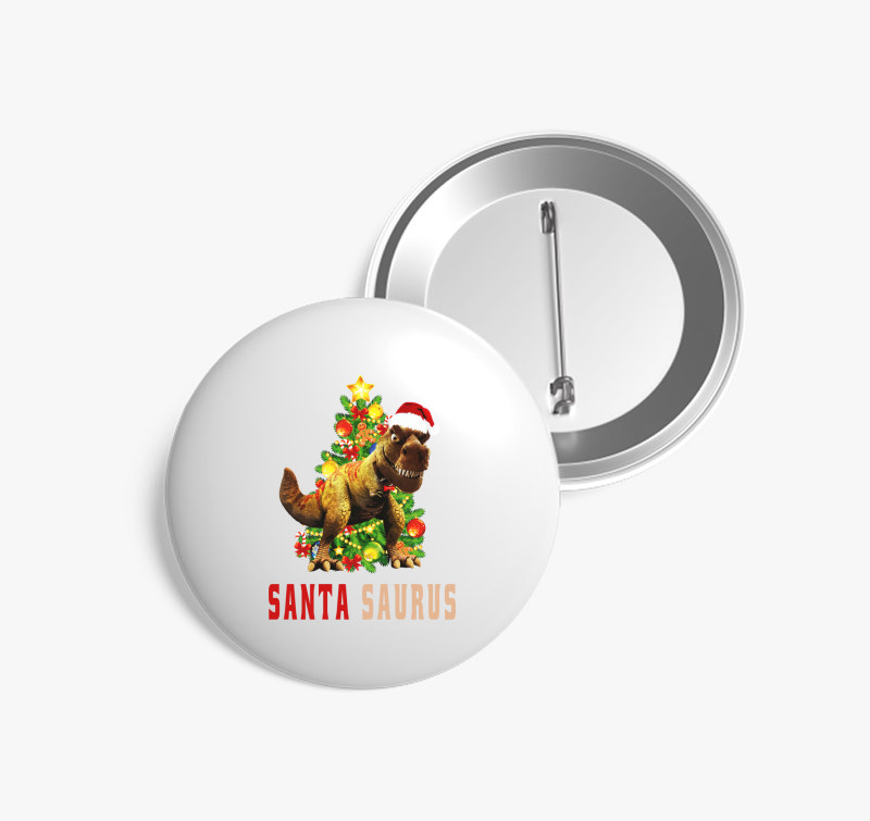 Santa Saurous kitűző — Fehér