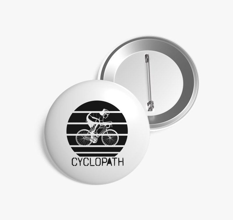 Cyclopath fekete-fehér kitűző — Fehér