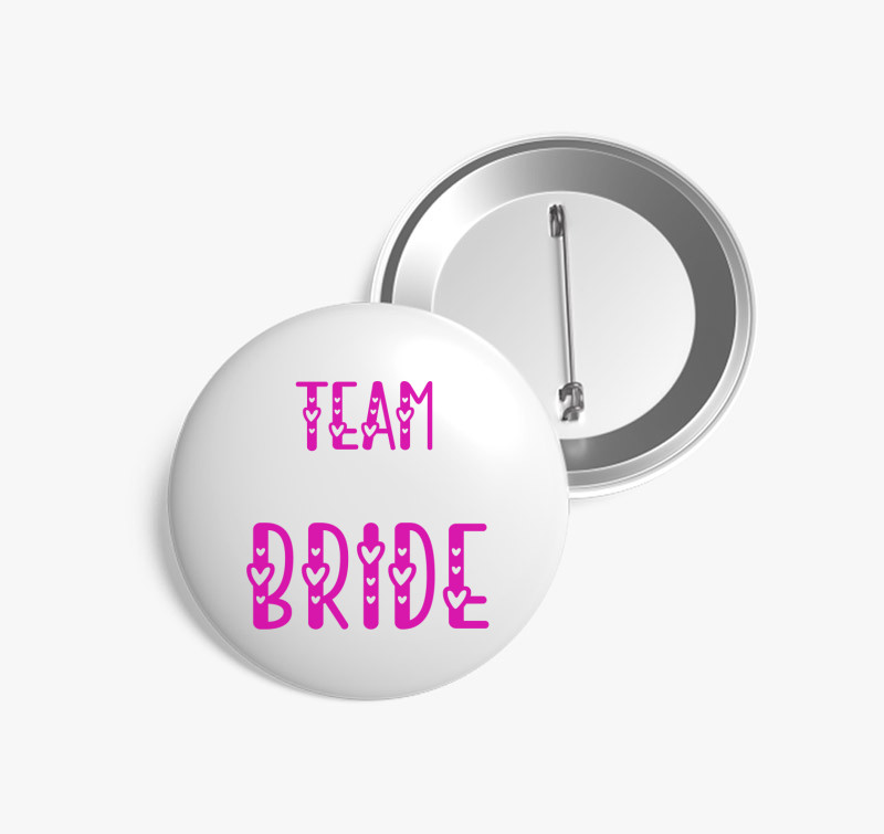 Team Bride pink kitűző — Fehér