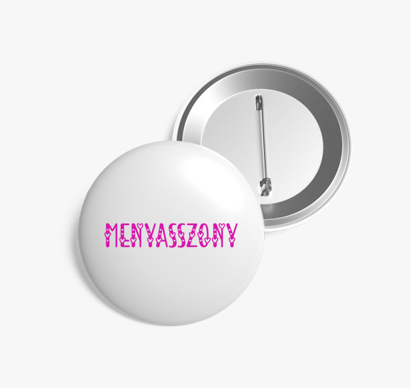 Menyasszony pink kitűző — Fehér