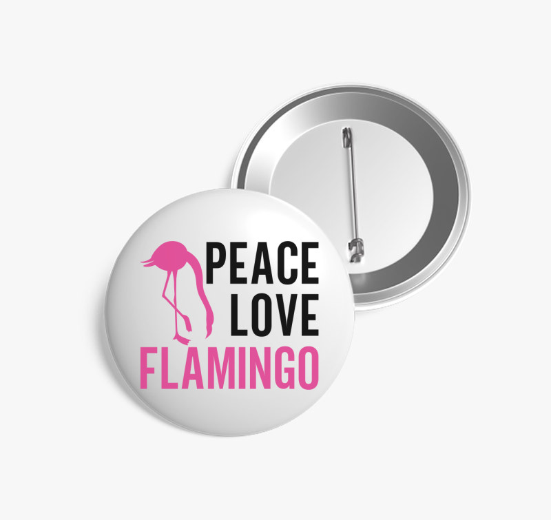 Flamingo peace kitűző — Fehér