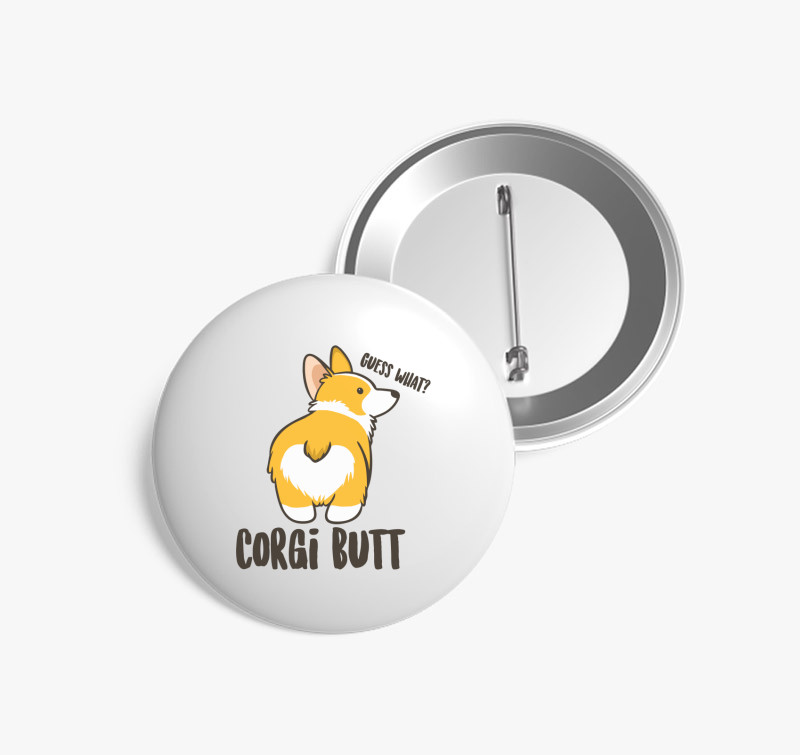 Corgi butt kitűző — Fehér