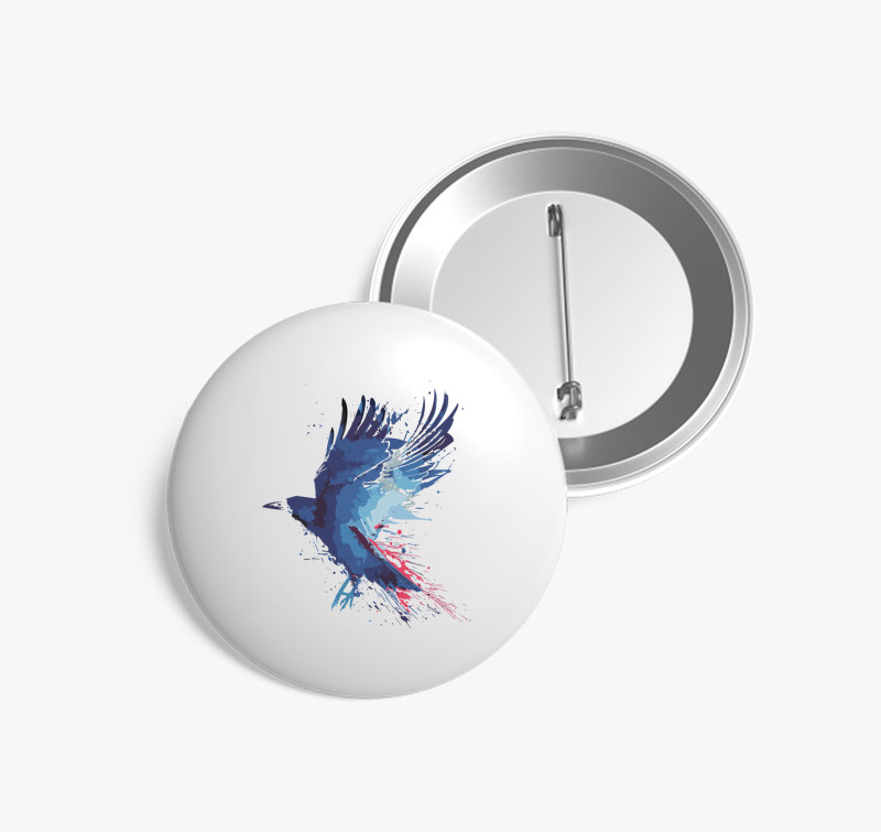 Splash crow kitűző — Fehér