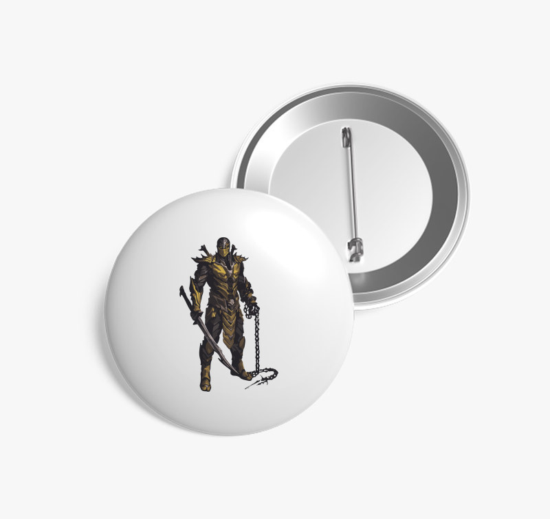 Mortal Kombat Scorpion modell kitűző — Fehér
