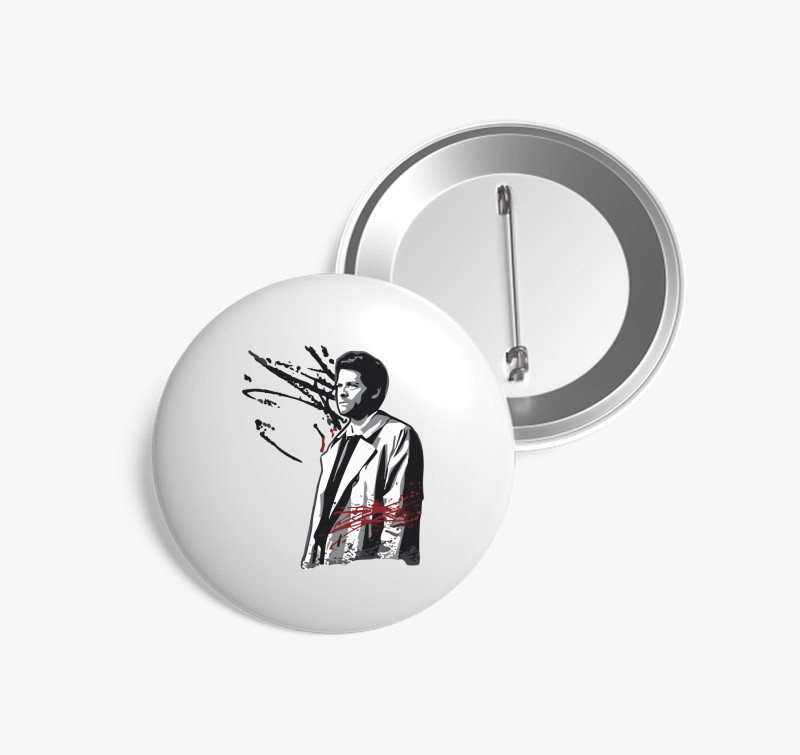 Supernatural Castiel kitűző — Fehér
