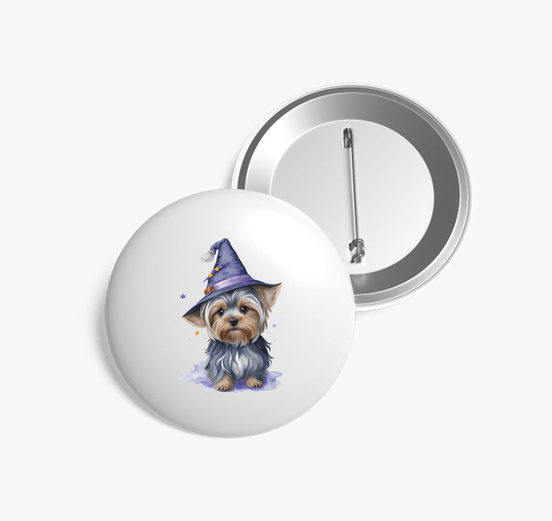 Halloween Yorki kitűző — Fehér