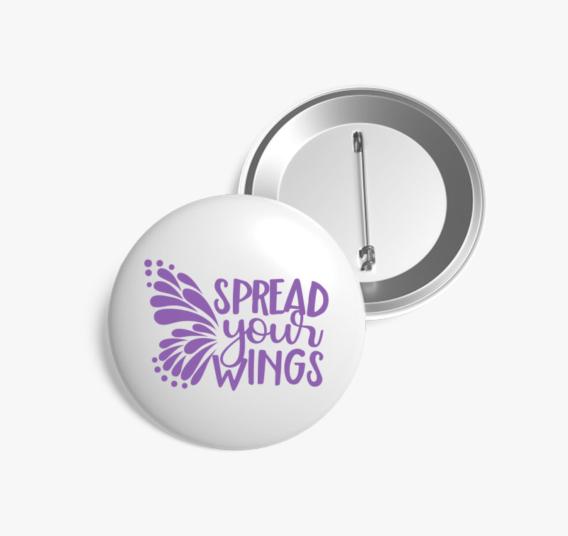 Spread wings lila kitűző — Fehér