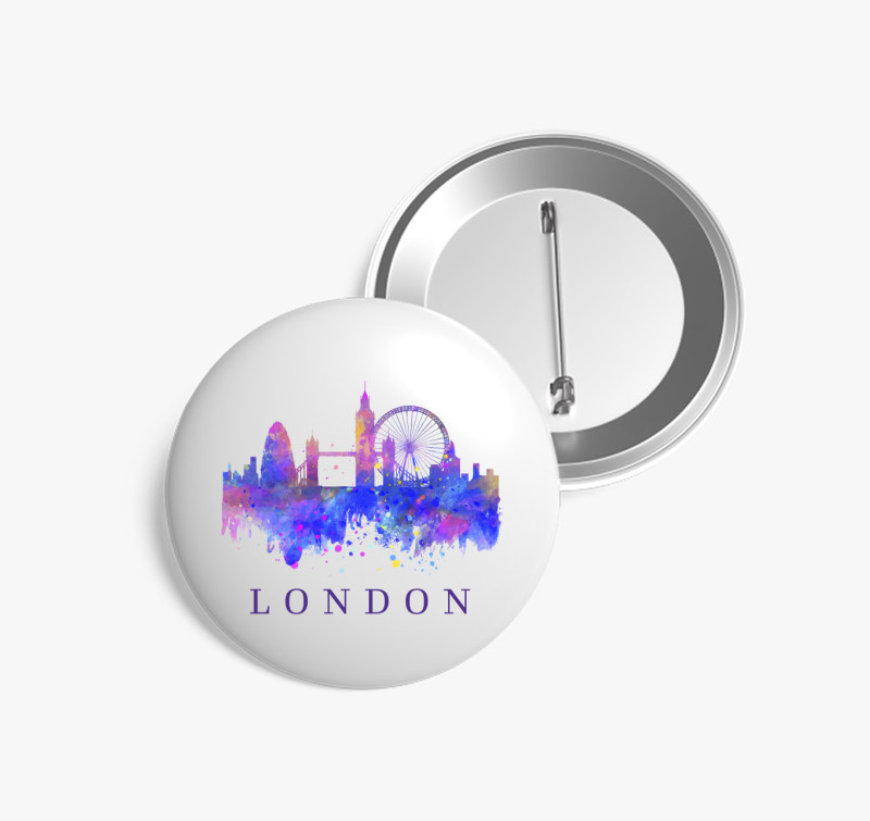 London mintás kitűző — Fehér