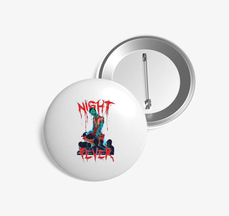 Zombi DJ - Night Fever kitűző — Fehér