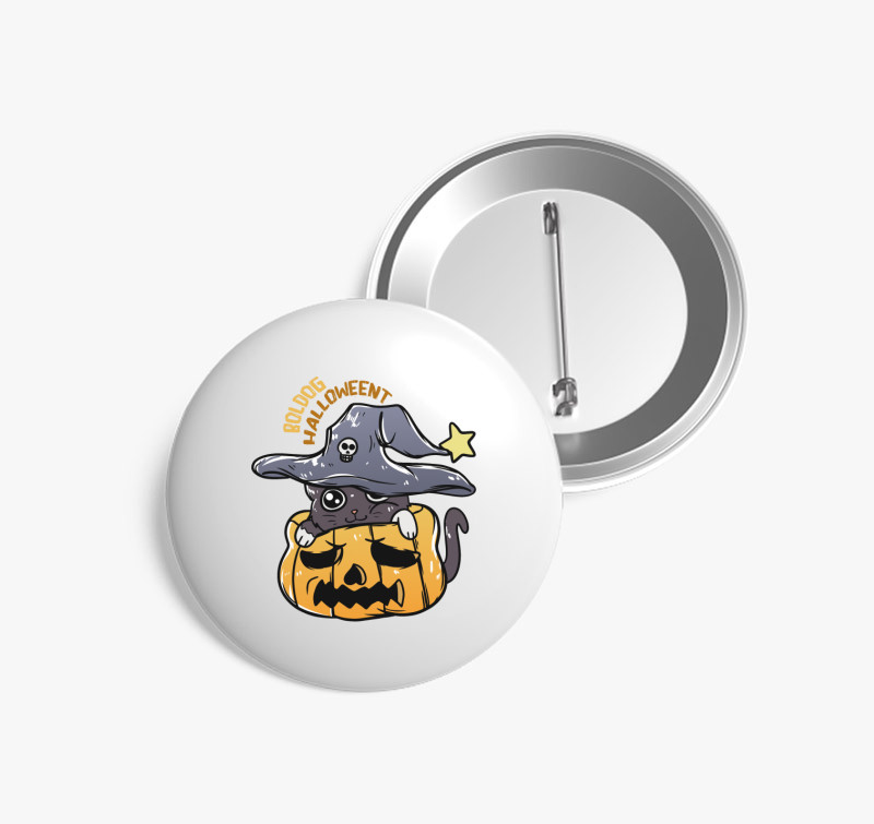Cicás halloweeni kitűző — Fehér