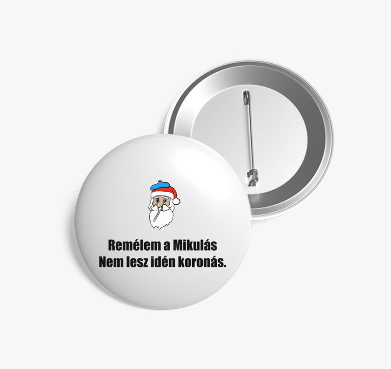 Koronás Mikulás kitűző — Fehér