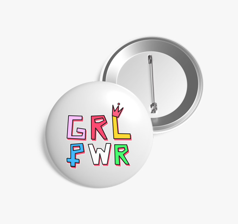 Girl power kitűző — Fehér