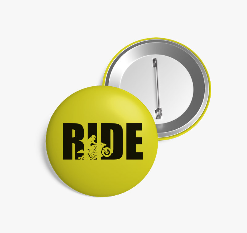 Ride motorcycles kitűző — Sárga