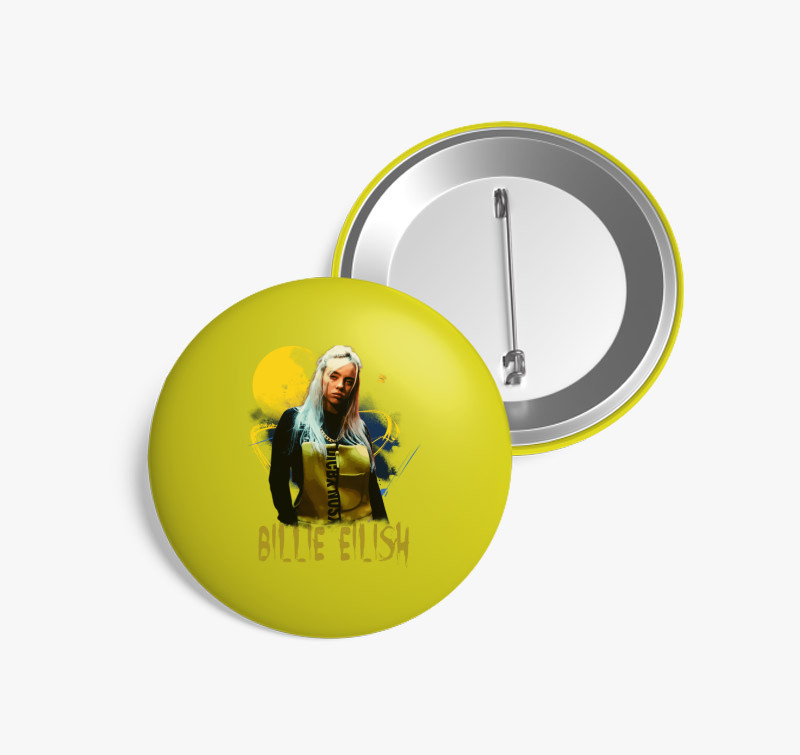 Billie Eilish kitűző — Sárga