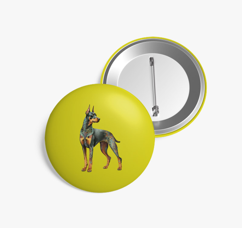 Doberman kitűző — Sárga