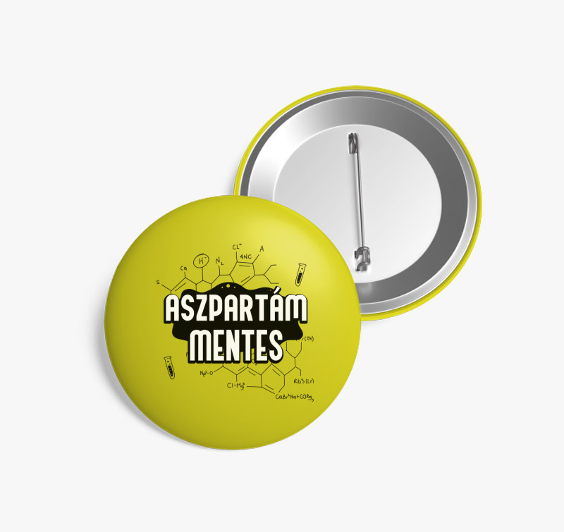 Aszpartám mentes kitűző — Sárga