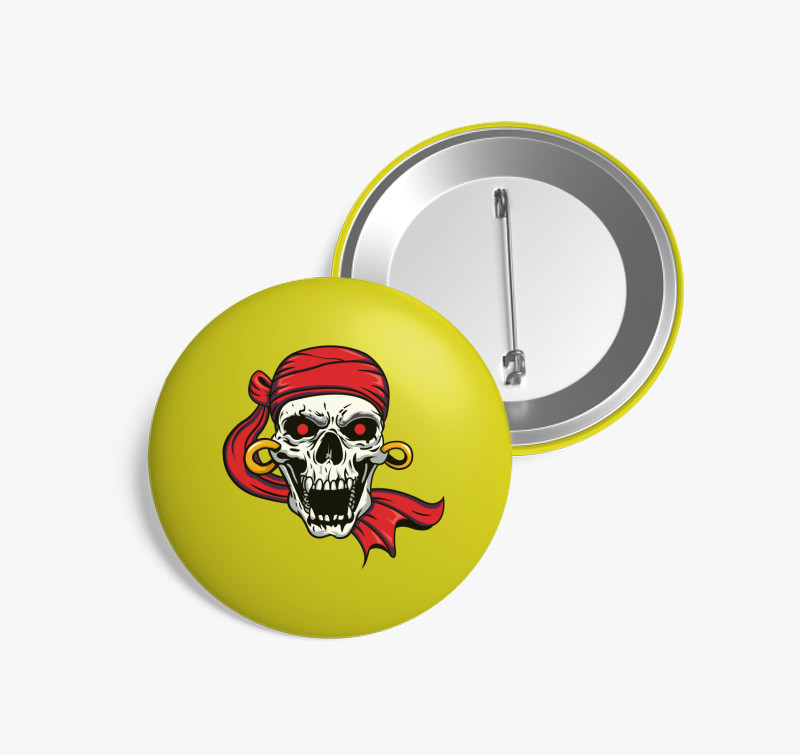 Pirate skull 8 kitűző — Sárga