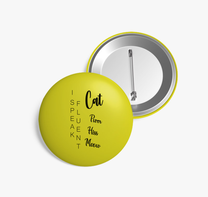 Fluent cat kitűző — Sárga