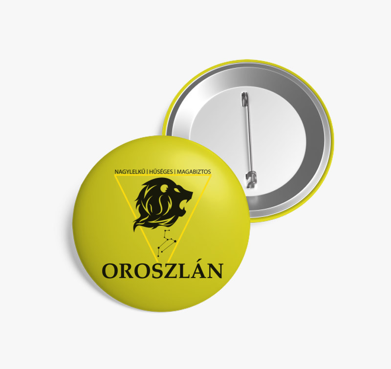 Horoszkóp OROSZLÁN kitűző — Sárga