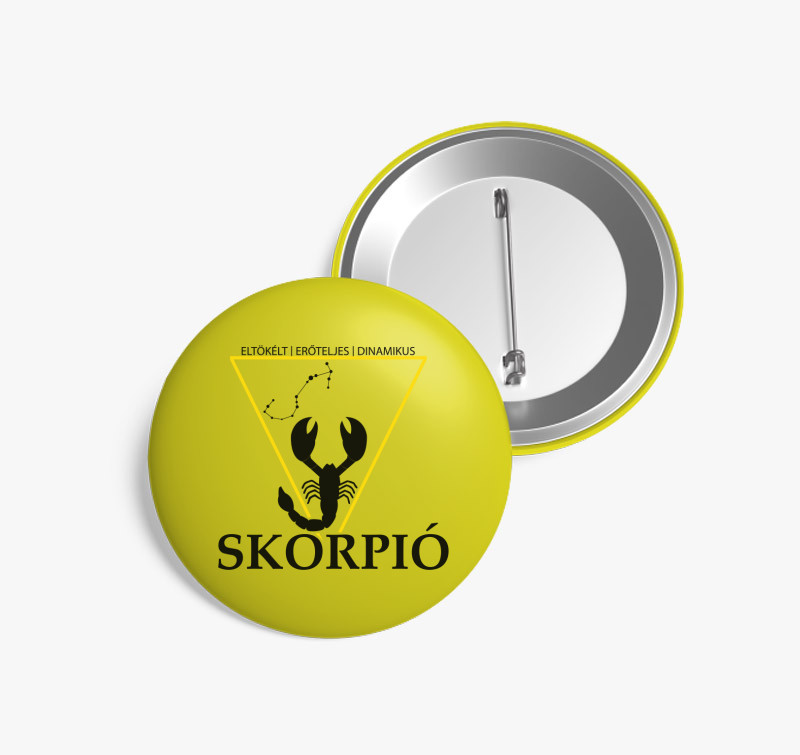 Horoszkóp SKORPIÓ kitűző — Sárga