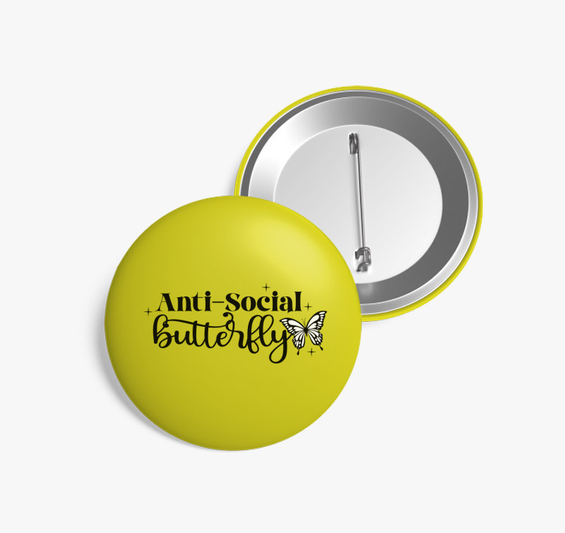 Antisocial butterfly kitűző — Sárga