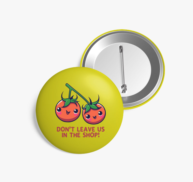 Shop tomato kitűző — Sárga