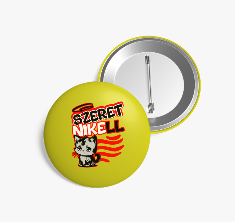 Szeretni kell cicusos kitűző — Sárga