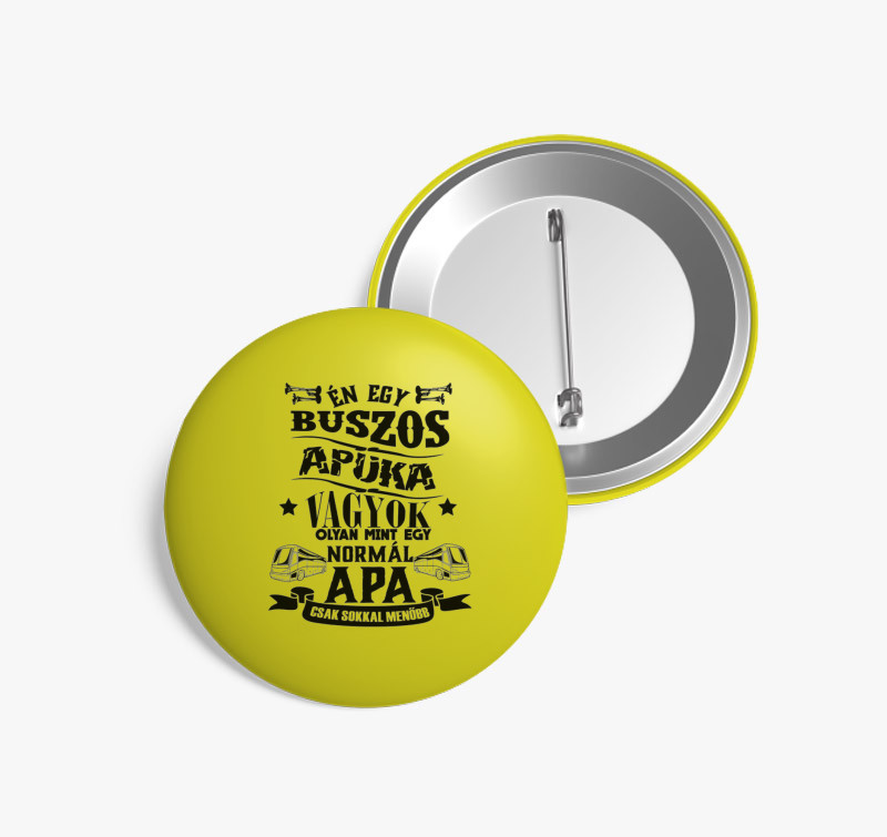 Buszos apuka kitűző — Sárga