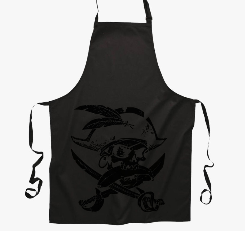 Pirate skull silhouette kötény — Fekete