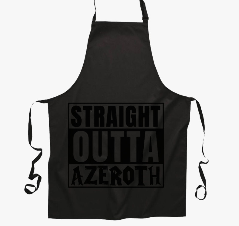 WOW Straight outta azeroth kötény — Fekete