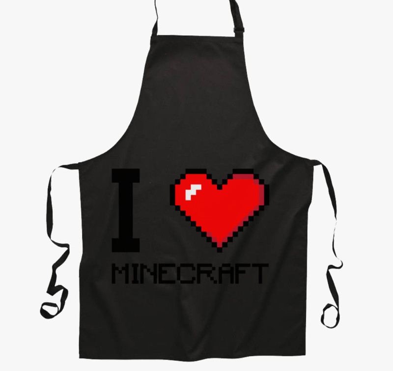 I love minecraft kötény — Fekete