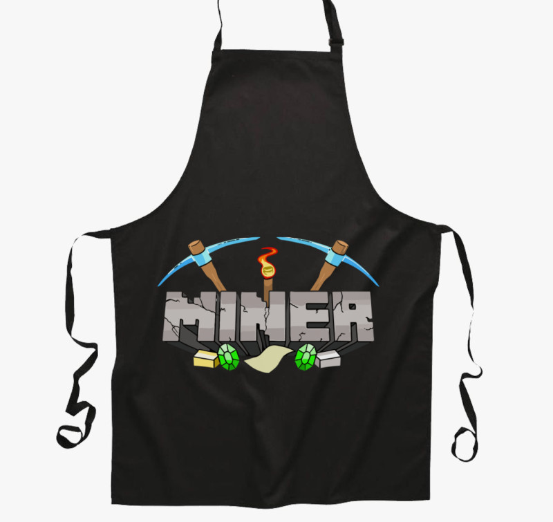 Minecraft miner kötény — Fekete