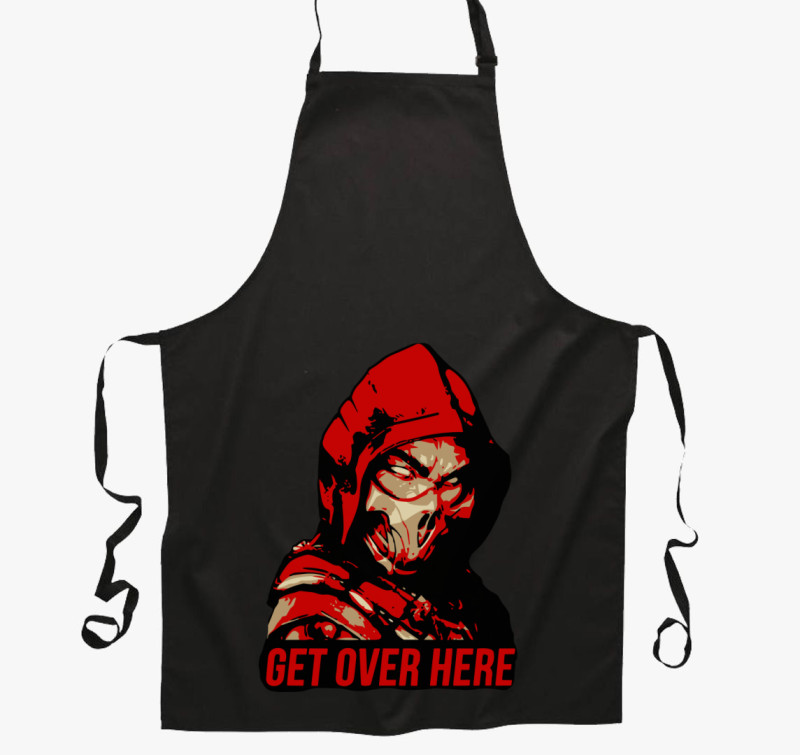 Mortal Kombat Get Over Here kötény — Fekete