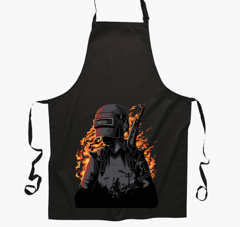 Pubg character fire kötény — Fekete