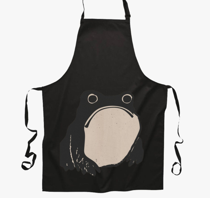 Sad frog vintage kötény — Fekete