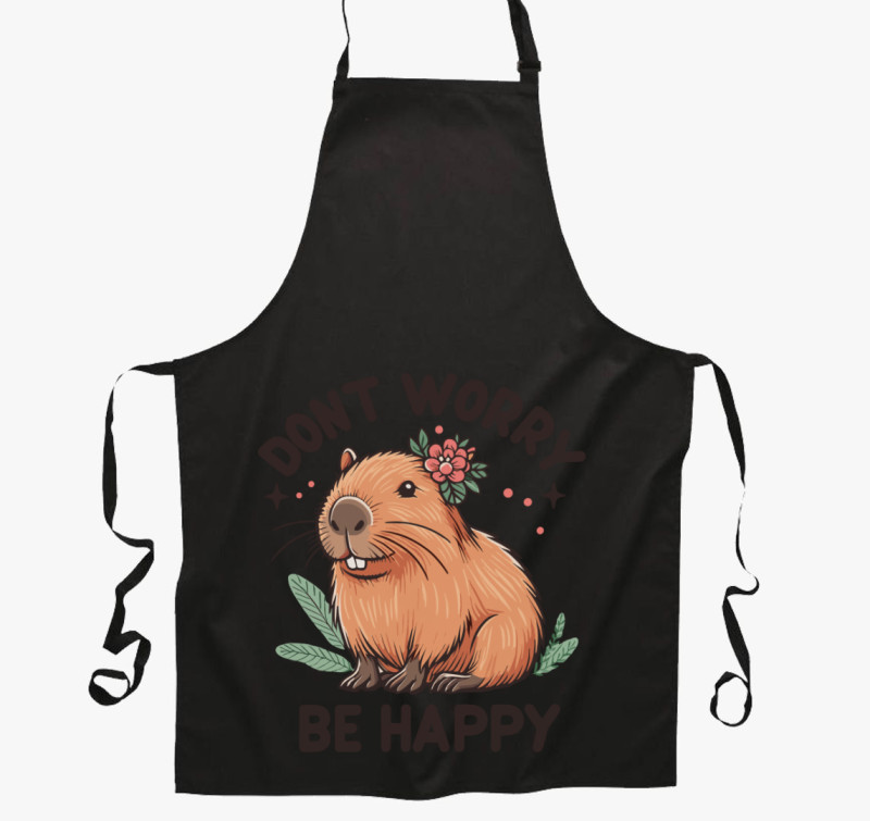 Dont worry capybara kötény — Fekete