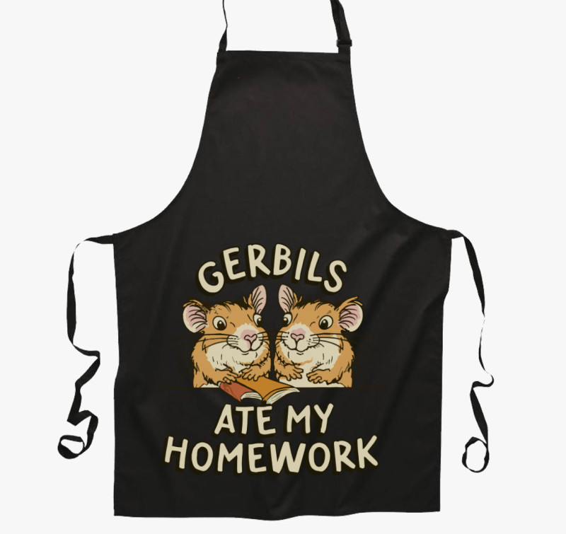 Gerbils my homework kötény — Fekete