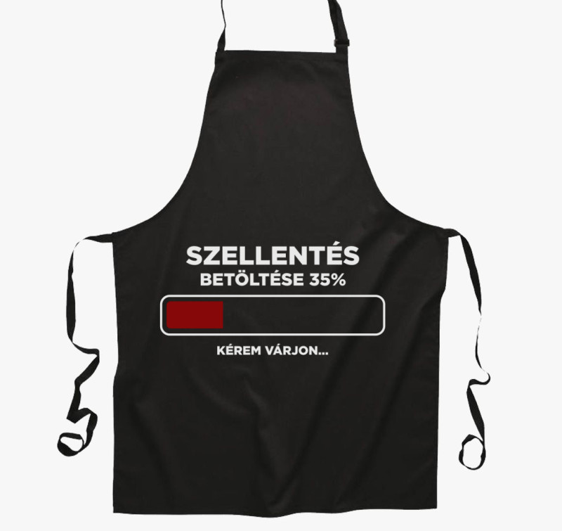 Szellentős Fingós  vicces kötény — Fekete